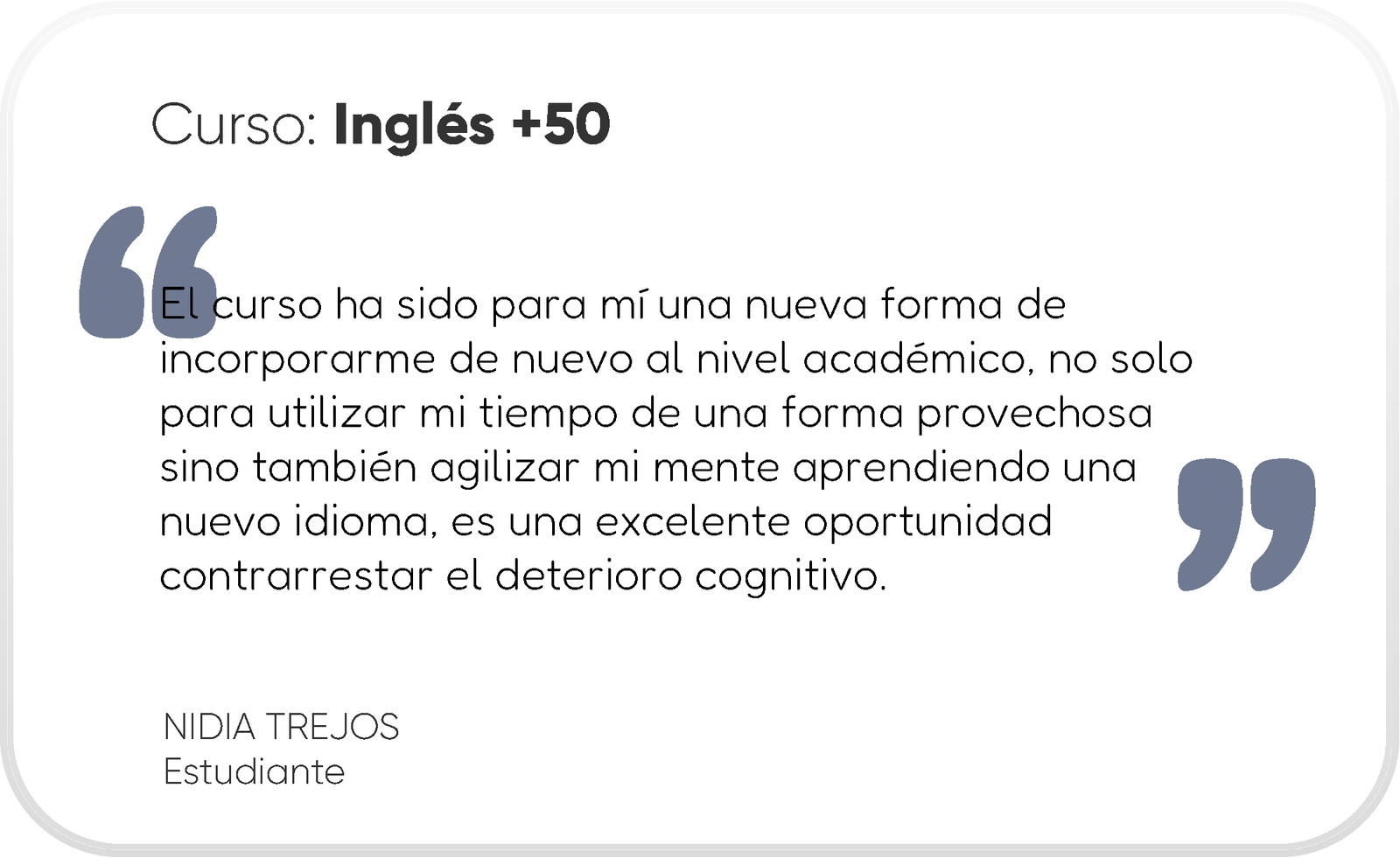 Testimonio inglés +50 1